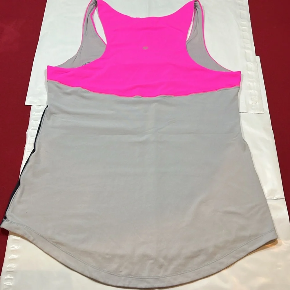 Lululemon First Base TANK TOP, bright Pink BLUE gray SOFT 18”pit to pit Medium M - Picture 7 of 10